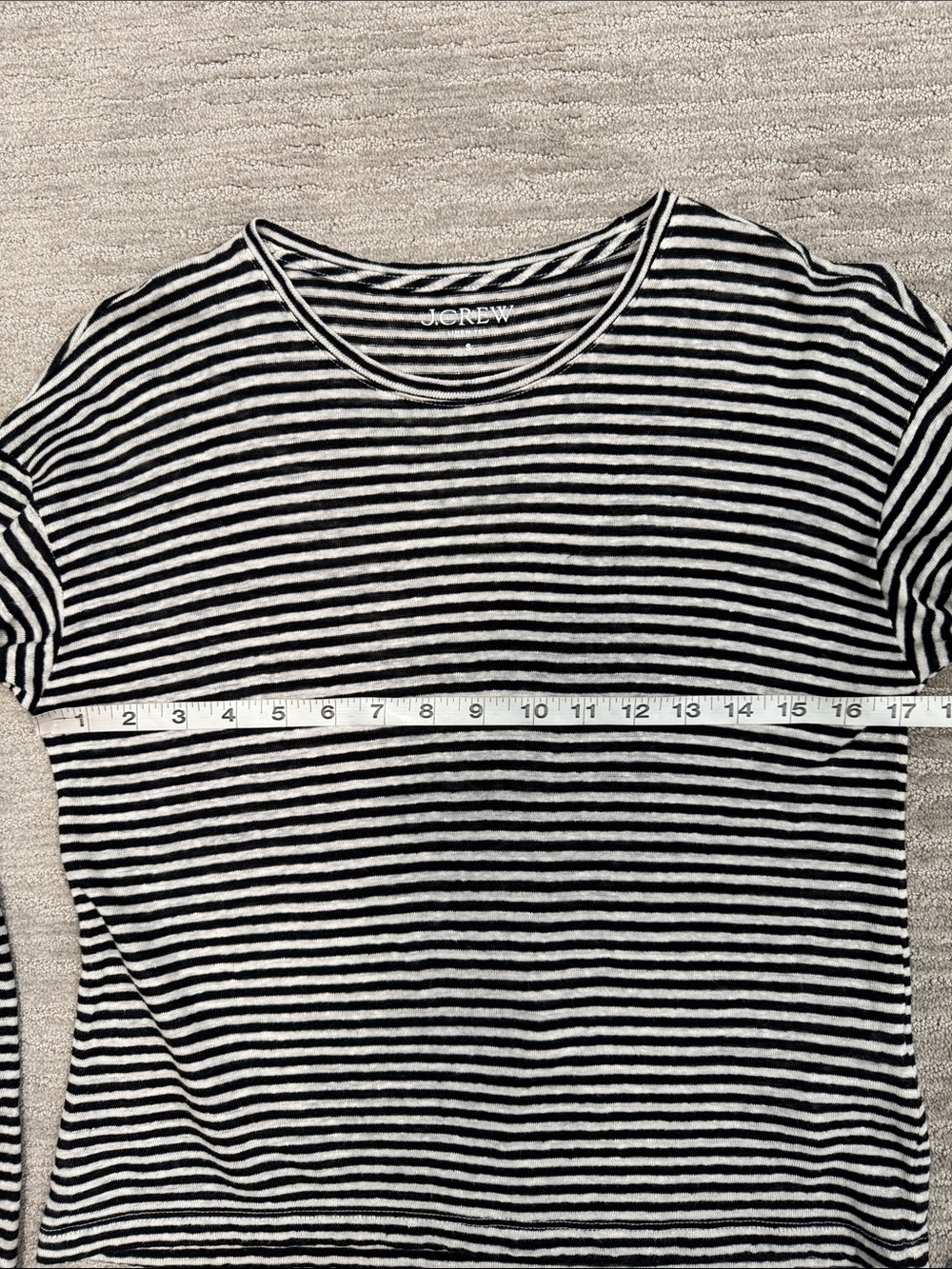 J. Crew Relaxed Linen Long Sleeve Stripe Tee Size Small - Picture 5 of 8
